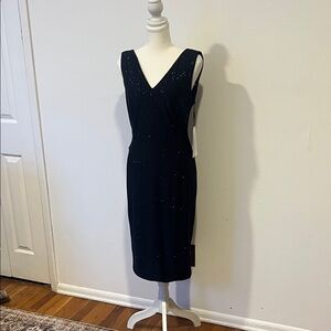 Calvin Klein Blue Sleeveless V-Neck Midi Dress with Sparkle